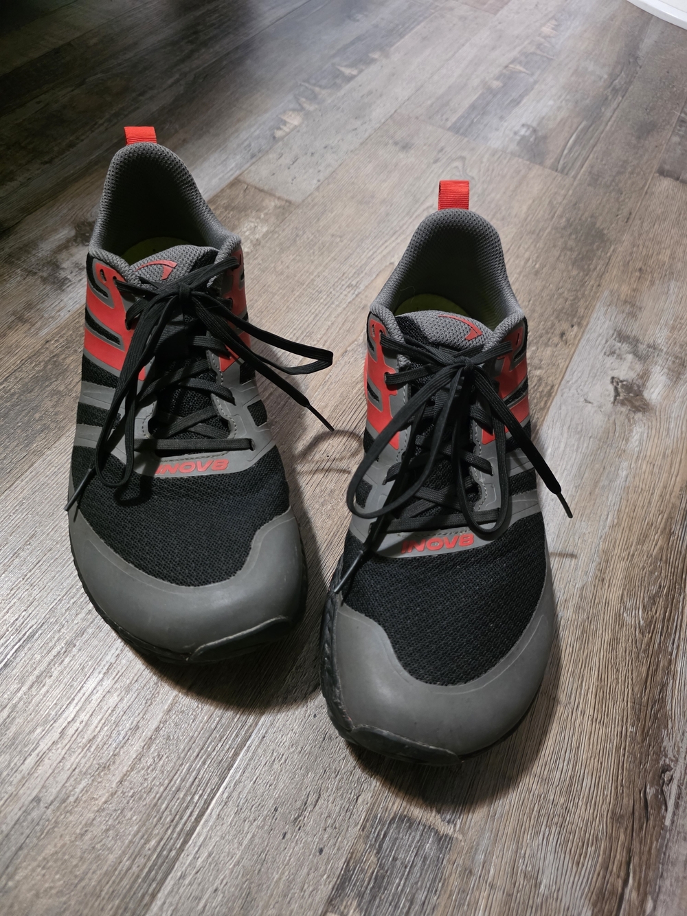 Inov-8 Trailfly Trail Shoes - Black & Gray with Red Accents